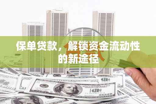 邵武保单贷款，解锁资金流动性的新途径