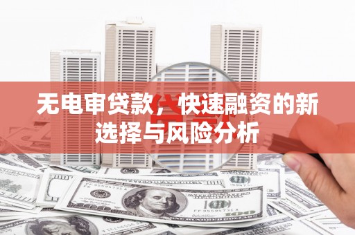 邵武无电审贷款，快速融资的新选择与风险分析